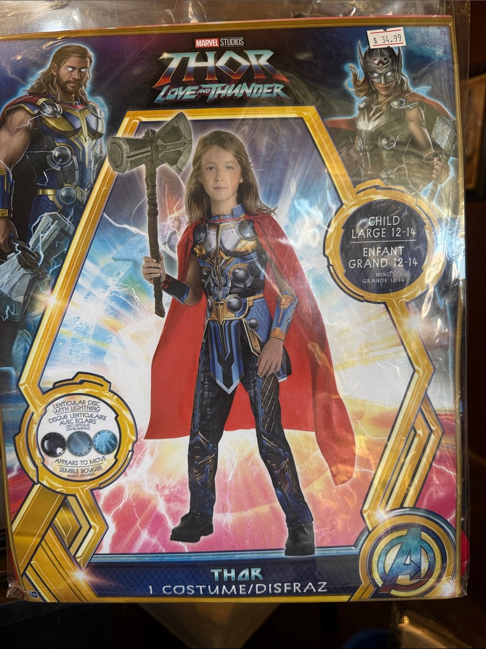 KIDS Unisex Marvel Thor 5 PCS Costume with Red Cape Blue Armor Size Large 10/12